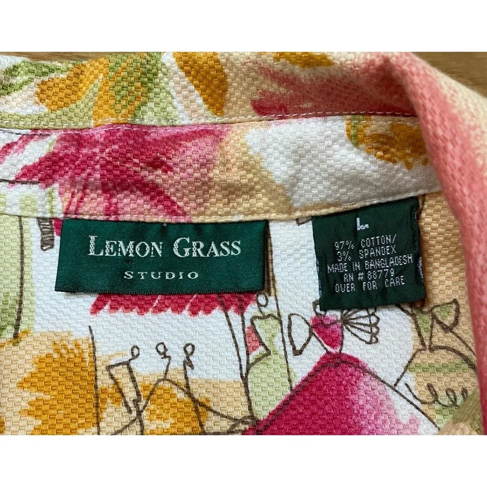 Lemon Grass Studio Women's Denim Style Jacket SZ Lrg Art to Wear Village Print - Picture 5 of 10